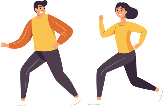 Man and Woman Running, Active and Happy, Embracing a Healthy Lifestyle, Flat Style Cartoon Illustration. png