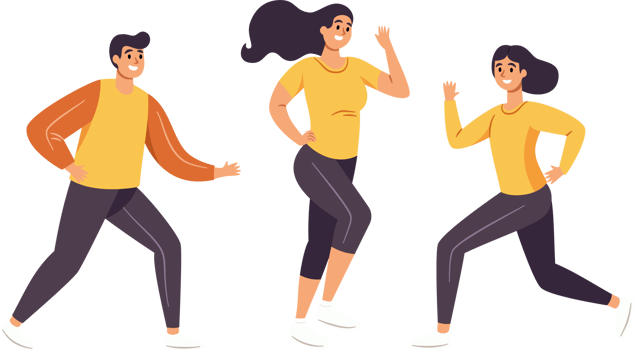 Man and Woman Running, Active and Happy, Embracing a Healthy Lifestyle, Flat Style Cartoon Illustration. png