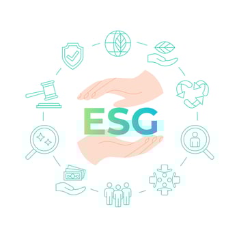ESG concept for business icon set Environment, Social, Governance and sustainability development concept, vector illustration