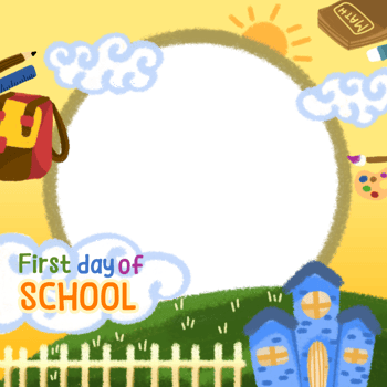 First Day of School Twibbon Yellow Background png