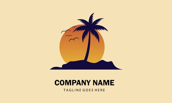 sunset logo design vector