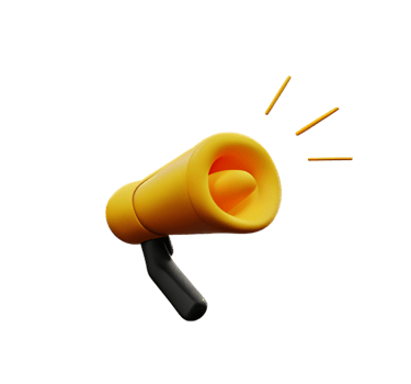 megaphone plastic 3D announcement communication equipment loud sound volume yellow icon png