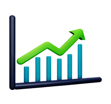 stock graph chart business arrow market increase success money profit plastic 3D icon png