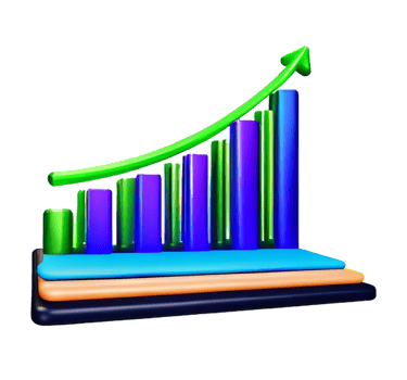 stock graph chart business arrow market increase success money profit plastic 3D icon png