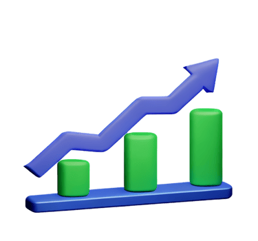 stock graph chart business arrow market increase success money profit plastic 3D icon png