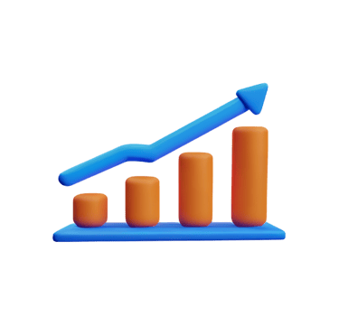 stock graph chart business arrow market increase success money profit plastic 3D icon png