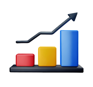 stock graph chart business arrow market increase success money profit plastic 3D icon png