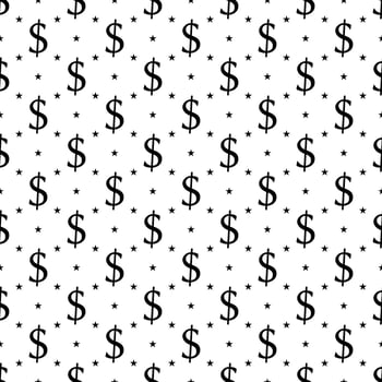 Seamless pattern with dollar sign. Endless vector background.