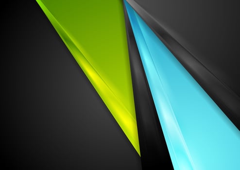 Black, blue and green abstract glossy stripes background vector