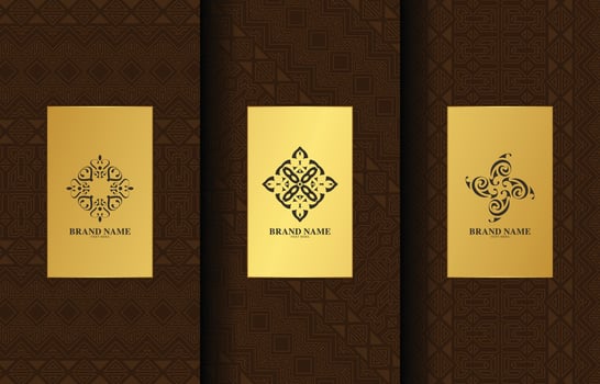 Set of luxury retro labels with calligraphic vector logo. Antique monogram collection.