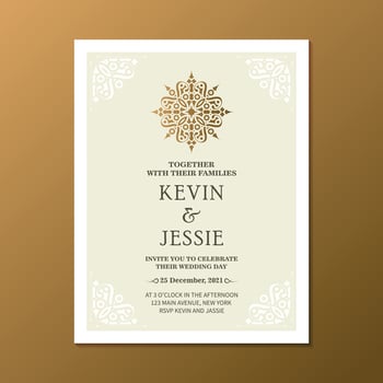 Elegant wedding invitation with pattern motif vector