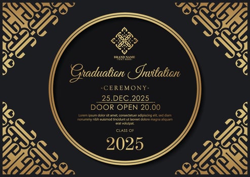 Elegant graduation invitation template with ornament vector