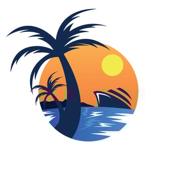 Travel ship tropical logo illustration vector