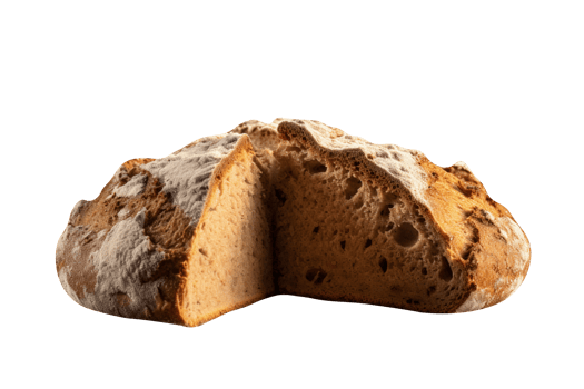 loaf of freshly baked bread on wooden background png