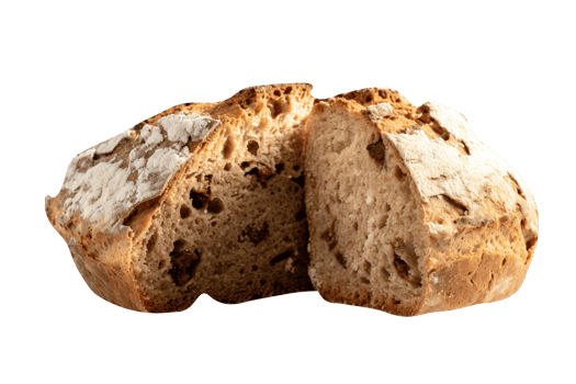 loaf of freshly baked bread on wooden background png