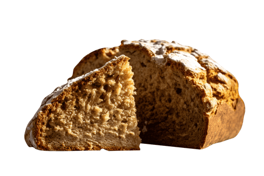 loaf of freshly baked bread on wooden background png