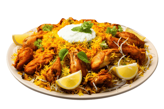 Delicious chicken biryani isolated on transparent background png