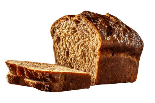 loaf of bread with slice on transparent background png