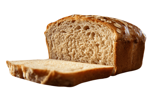loaf of bread with slice on transparent background png