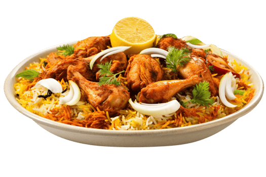Delicious chicken biryani isolated on transparent background png