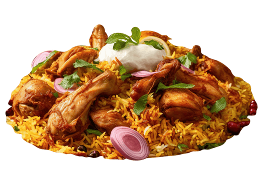 Delicious chicken biryani isolated on transparent background png