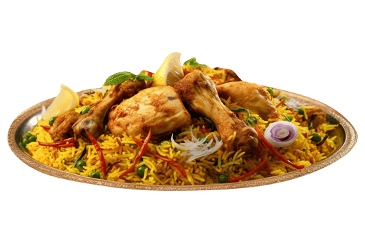 Delicious chicken biryani isolated on transparent background png