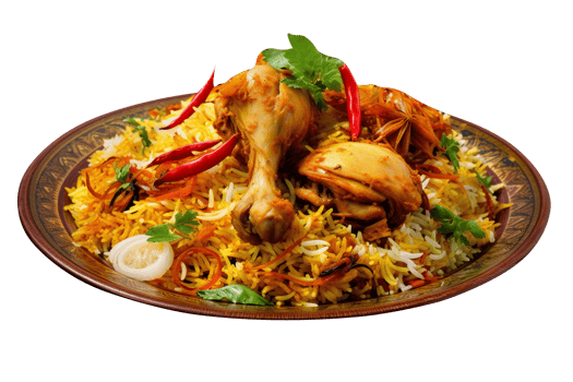 Delicious chicken biryani isolated on transparent background png