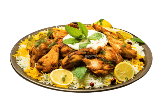 Delicious chicken biryani isolated on transparent background png