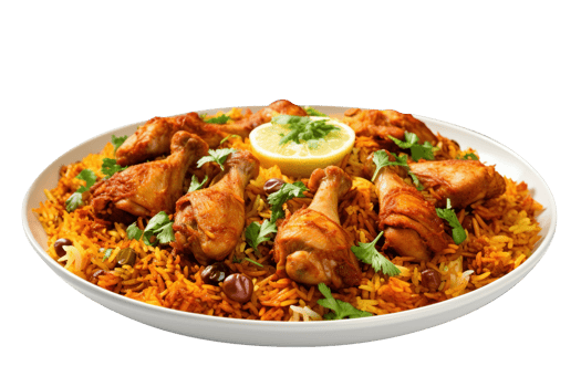 Delicious chicken biryani isolated on transparent background png