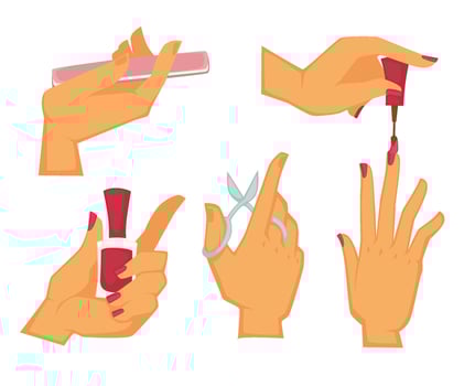 Manicure and nail care, salon or home treatment vector