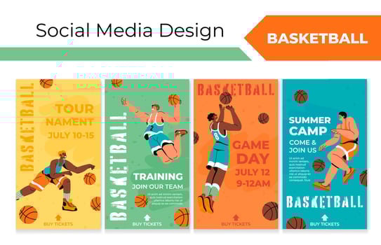 Social media set with basketball club promotion vector