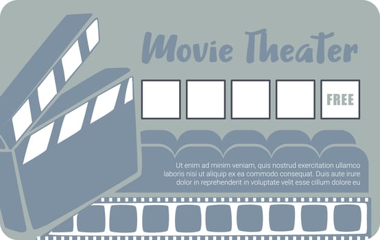 Loyalty card for movie theater, free film for you vector