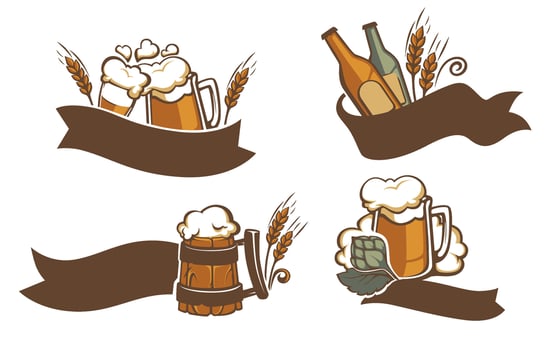 Beer alcoholic drink promotion with ribbons vector