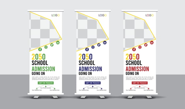 Creative School Roll Up Banner Design vector