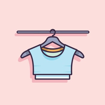 Vector of a t shirt hanging on a clothes line against a flat background