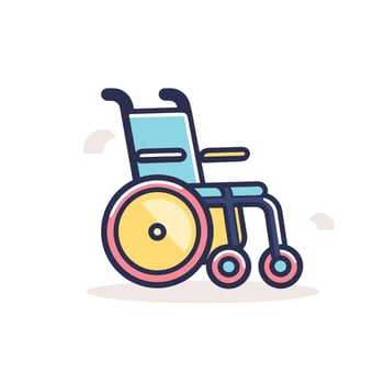 Vector of a wheelchair with white wheels on a flat background