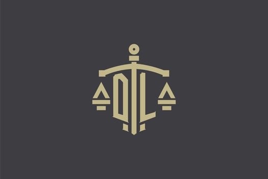 Letter DL logo for law office and attorney with creative scale and sword icon design vector