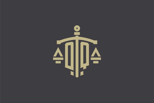 Letter OQ logo for law office and attorney with creative scale and sword icon design vector