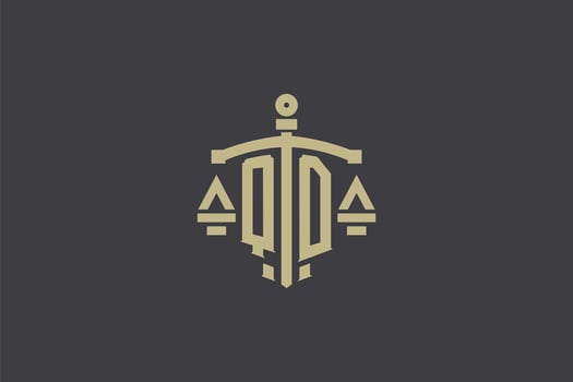 Letter QD logo for law office and attorney with creative scale and sword icon design vector