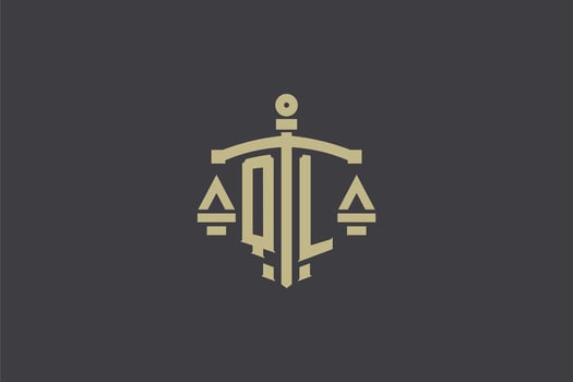 Letter QL logo for law office and attorney with creative scale and sword icon design vector