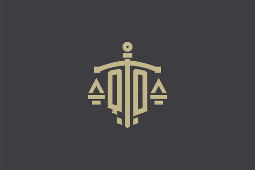 Letter QO logo for law office and attorney with creative scale and sword icon design vector