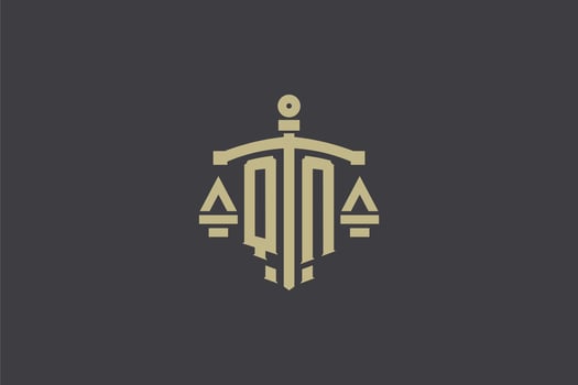 Letter QN logo for law office and attorney with creative scale and sword icon design vector