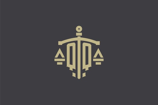Letter QQ logo for law office and attorney with creative scale and sword icon design vector