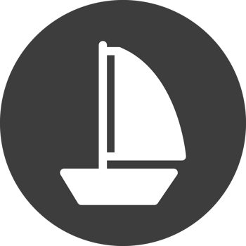 sailboat icon in black circle. png