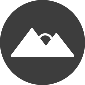 mountain and sun icon in black circle. png