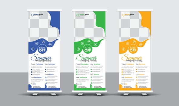 Creative Travel Roll Up Banner Design vector