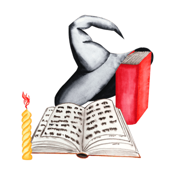 Wizard's hat and books with candles. Watercolor illustration of a set for Halloween on a transparent background. Festive decor. Hand drawn for your design. png