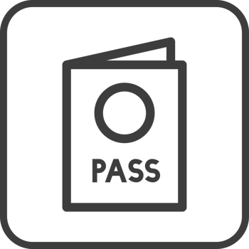 passport icon in thin line black square frames. png