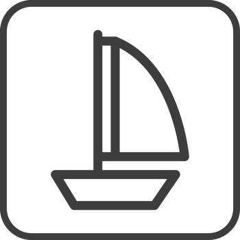 sailboat icon in thin line black square frames. png