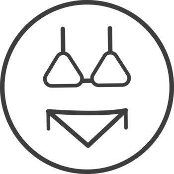bikini icon in thin line black circle frames. png